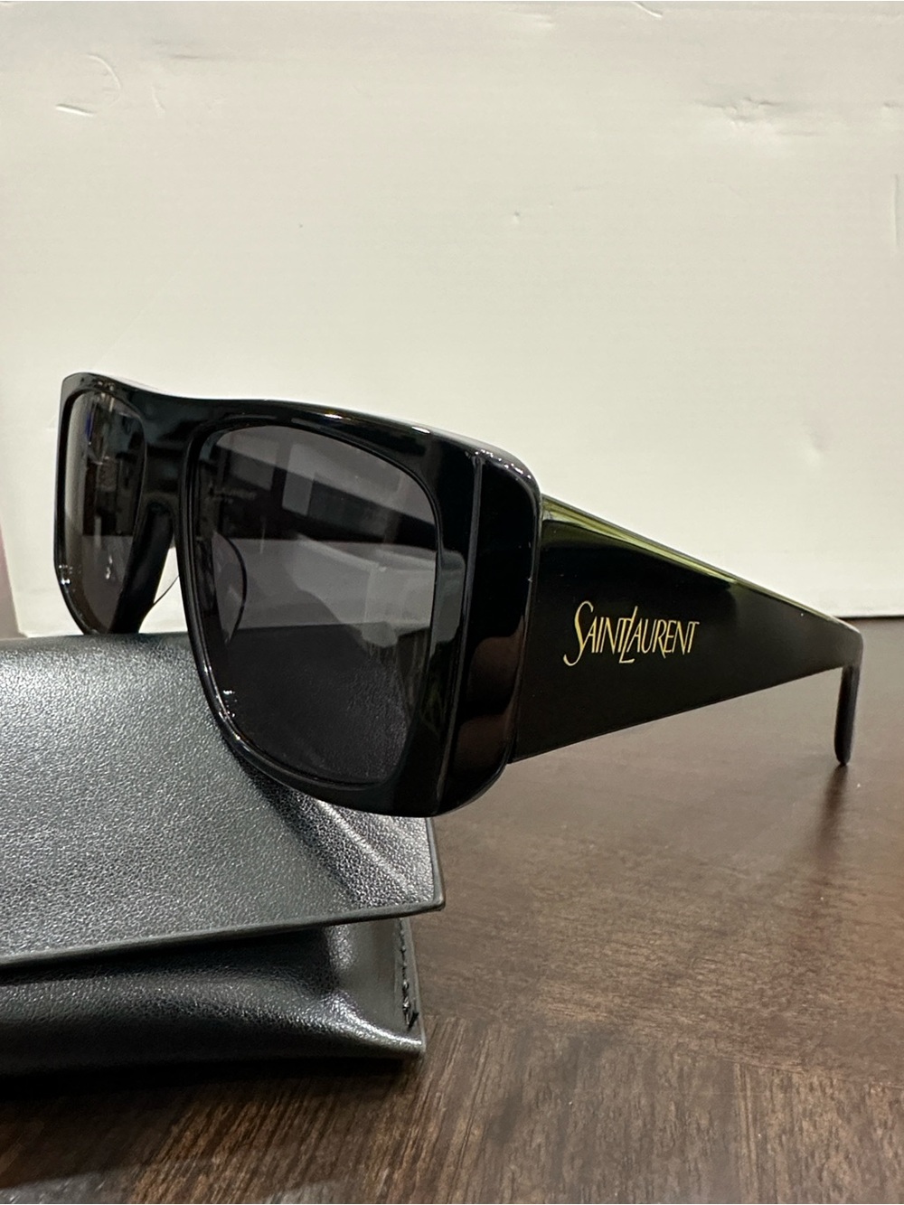 Saint Laurent Oversized Black Semi-Shield Sunglasses
